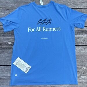 Lululemon Jersey Short-Sleeve Shirt Run Graphic pool Party tee blue size 8 NWT
